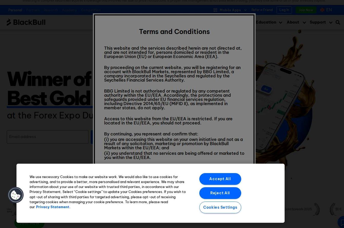 Screenshot of the BlackBull Markets website