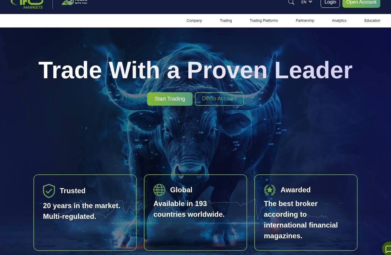 Screenshot of the IFC Markets website