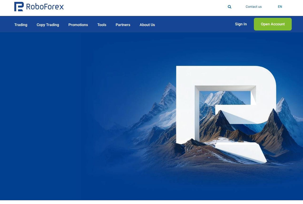 Screenshot of the RoboForex website