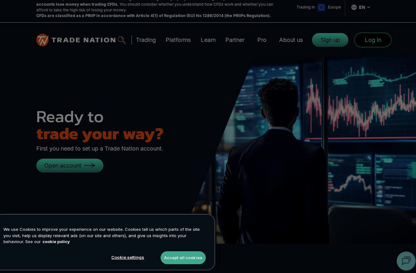 The platform page on the Trade Nation website